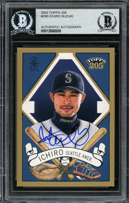 Ichiro Suzuki Autographed 2003 Topps 205 Card #240 Seattle Mariners Beckett BAS Stock #191265