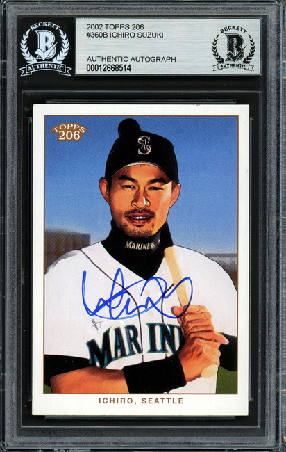 Ichiro Suzuki Autographed 2003 Topps 206 Card #360 Seattle Mariners Beckett BAS Stock #191266