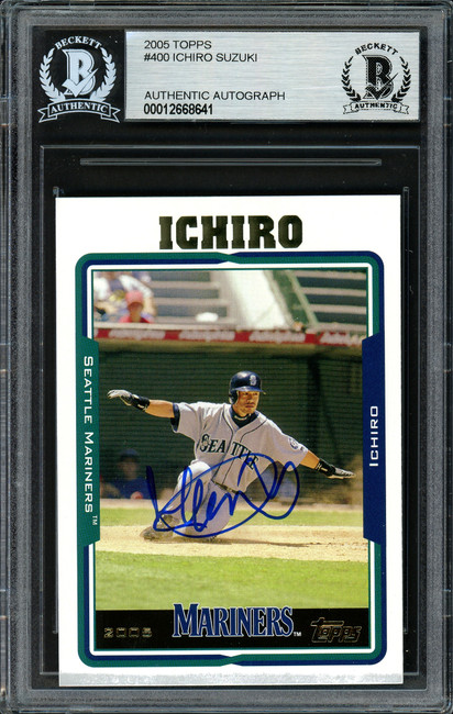 Ichiro Suzuki Autographed 2005 Topps Card #400 Seattle Mariners Beckett BAS #12668641