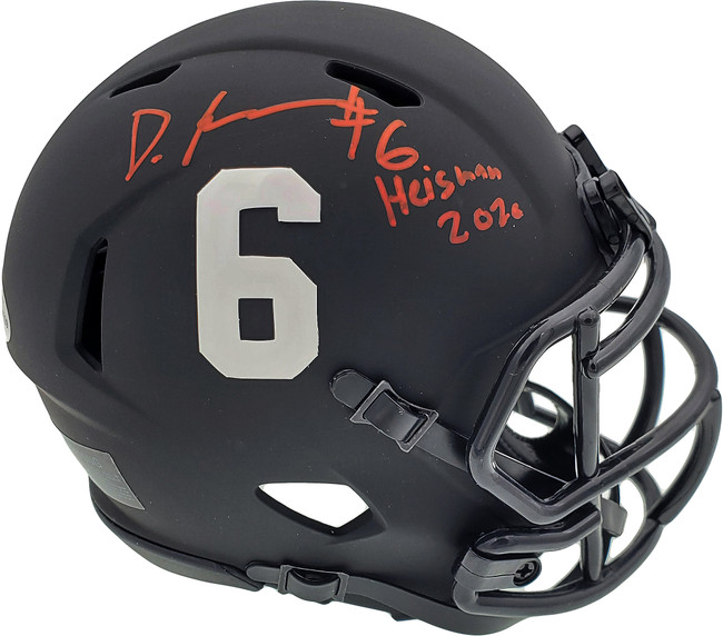 Devonta Smith Autographed Alabama Crimson Tide Eclipse Black Speed Mini Helmet "Heisman 2020" Beckett BAS Stock #191981