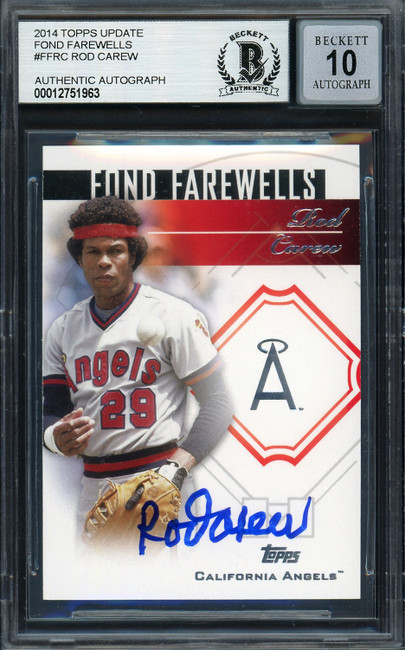 Rod Carew Autographed 2014 Topps Fond Farewells Card #FF-RC California Angels Auto Grade Gem Mint 10 Beckett BAS #12751963