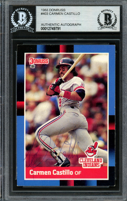 Carmen Castillo Autographed 1988 Donruss Rookie Card #403 Cleveland Indians Beckett BAS #12749791