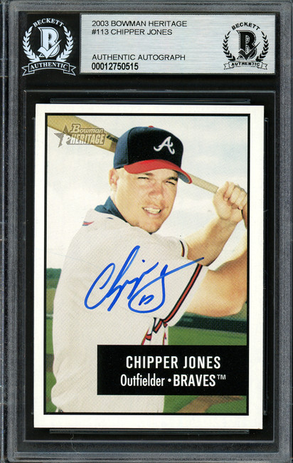 Chipper Jones Autographed 2003 Bowman Heritage Card #113 Atlanta Braves Beckett BAS #12750515