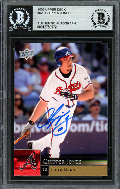 Chipper Jones Autographed 2009 Upper Deck Card #528 Atlanta Braves Beckett BAS #12750572