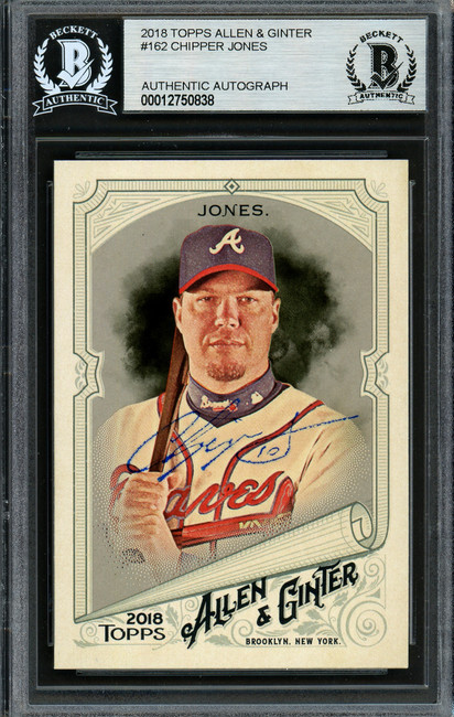 Chipper Jones Autographed 2018 Topps Allen & Ginter Card #162 Atlanta Braves Beckett BAS #12750838