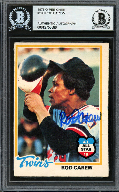 Rod Carew Autographed 1978 O-Pee-Chee Card #230 Minnesota Twins Beckett BAS #12753580