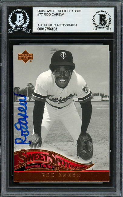 Rod Carew Autographed 2005 Upper Deck Sweet Spot Card #77 Minnesota Twins Beckett BAS #12754163