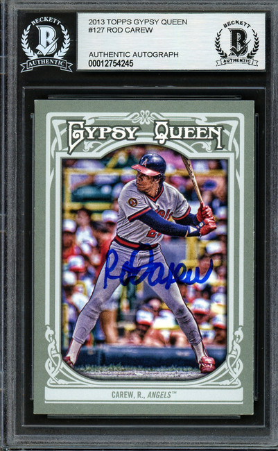 Rod Carew Autographed 2013 Topps Gypsy Queen Card #127 California Angels Beckett BAS #12754245