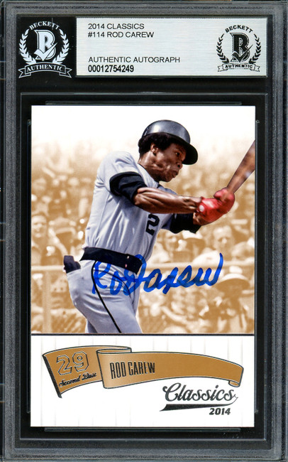 Rod Carew Autographed 2014 Panini Classics Card #114 Minnesota Twins Beckett BAS Stock #193355