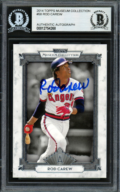 Rod Carew Autographed 2014 Topps Museum Collection Card #58 California Angels Beckett BAS #12754268
