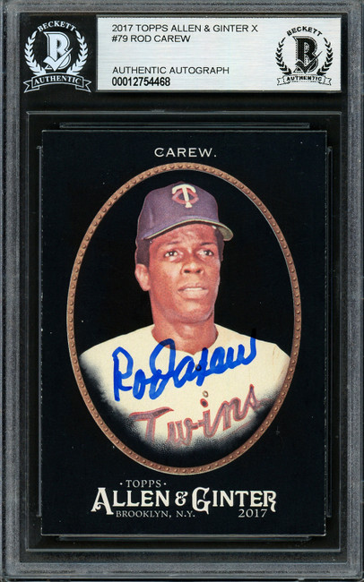 Rod Carew Autographed 2017 Topps Allen & Ginter Black Card #79 Minnesota Twins Beckett BAS #12754468