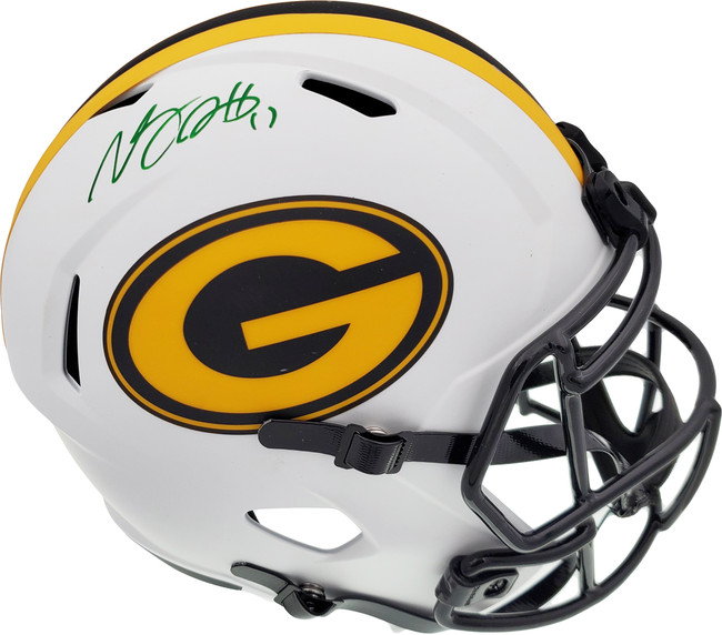 Davante Adams Autographed Green Bay Packers Lunar Eclipse White Full Size Replica Speed Helmet Beckett BAS QR Stock #193769