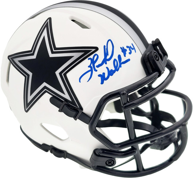 Herschel Walker Autographed Dallas Cowboys Lunar Eclipse White Speed Mini Helmet Beckett BAS QR Stock #193846