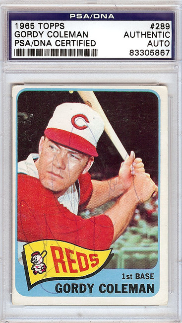 Gordy Coleman Autographed 1965 Topps Card #289 Cincinnati Reds PSA/DNA #83305867