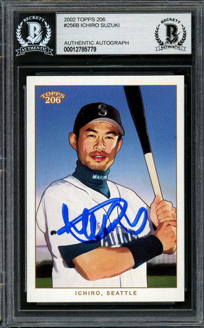 Ichiro Suzuki Autographed 2002 Topps 206 Card #256B Seattle Mariners Beckett BAS Stock #194231