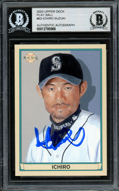 Ichiro Suzuki Autographed 2003 Upper Deck Play Ball Card #63 Seattle Mariners Beckett BAS Stock #194256