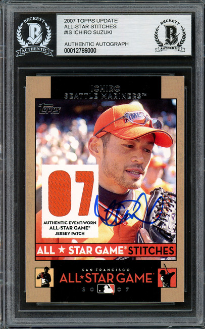 Ichiro Suzuki Autographed 2007 Topps All Star Stitches Game Worn Jersey Card #AS IS Seattle Mariners Beckett BAS #12786000