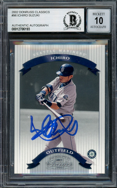 Ichiro Suzuki Autographed 2002 Donruss Classics Card #96 Seattle Mariners Auto Grade Gem Mint 10 Beckett BAS Stock #194313