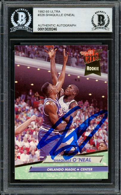 Shaquille Shaq O'Neal Autographed 1992-93 Fleer Ultra Rookie Card #328 Orlando Magic Beckett BAS #13020246