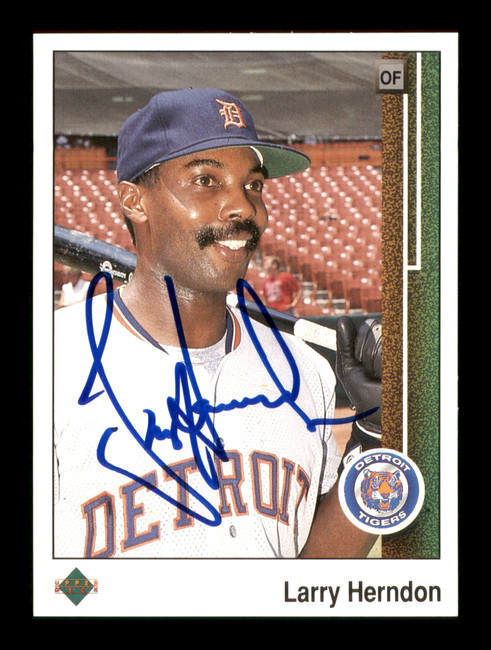 Larry Herndon Autographed 1989 Upper Deck Card #49 Detroit Tigers SKU #195673