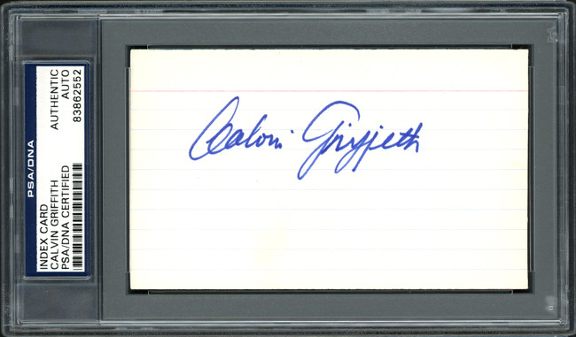 Calvin Griffith Autographed 3x5 Index Card Minnesota Twins Owner PSA/DNA #83862552