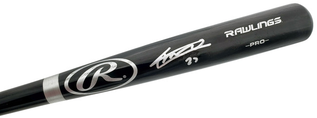 Vladimir Guerrero Jr. Autographed Black Rawlings Bat Toronto Blue Jays In Silver Beckett BAS Stock #197030