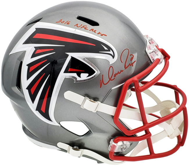 Matt Ryan Autographed Atlanta Falcons Flash Silver Full Size Replica Speed Helmet "2016 NFL MVP" Beckett BAS QR Stock #197075