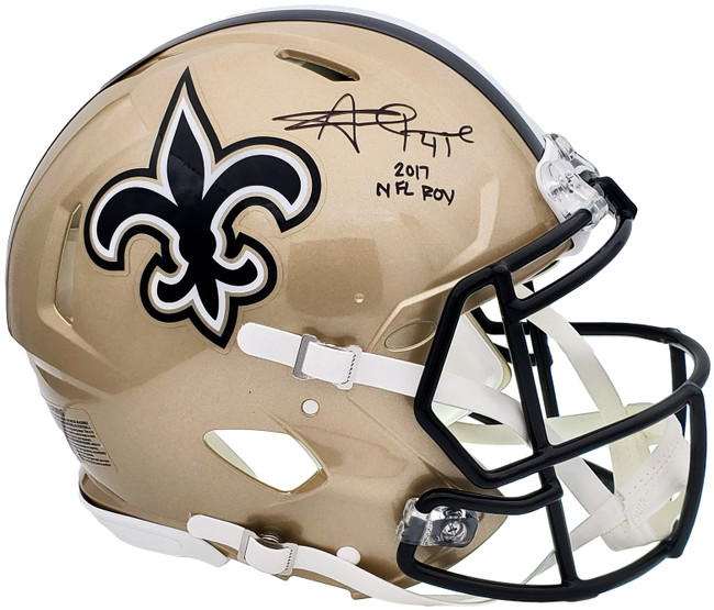 Alvin Kamara Autographed New Orleans Saints Gold Full Size Authentic Speed Helmet "2017 NFL ROY" Beckett BAS QR Stock #197144