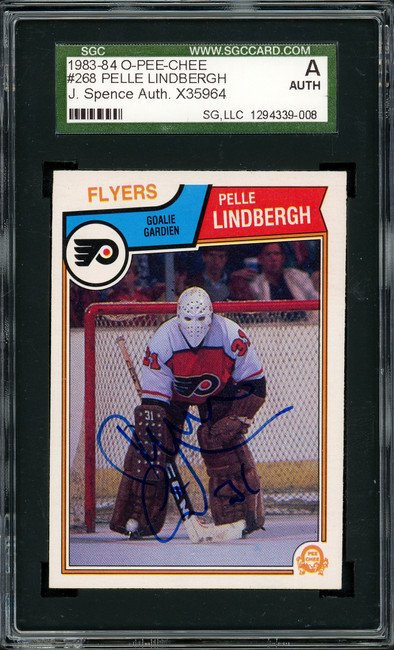 Pelle Lindbergh Autographed 1983-84 O-Pee-Chee Rookie Card #268 Philadelphia Flyers JSA #X35964