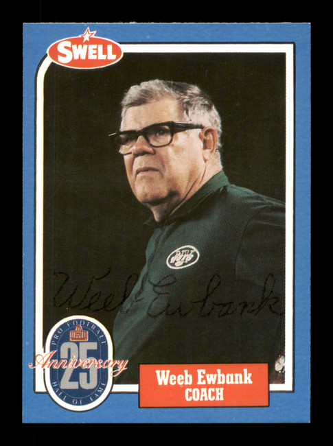 Weeb Ewbank Autographed 1988 Swell Card #39 New York Jets Signed Front & Back SKU #197590