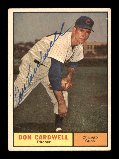 Don Cardwell Autographed 1961 Topps Card #564 Chicago Cubs High Number SKU #197801