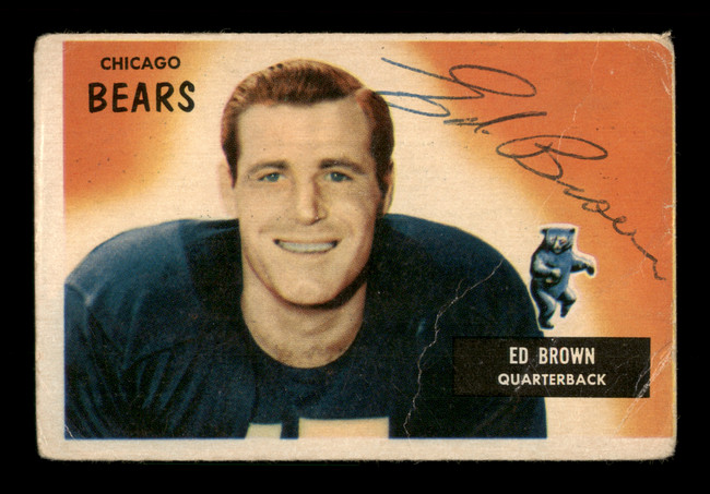 Ed Brown Autographed 1955 Bowman Rookie Card #53 Chicago Bears (Off-Condition) SKU #198046