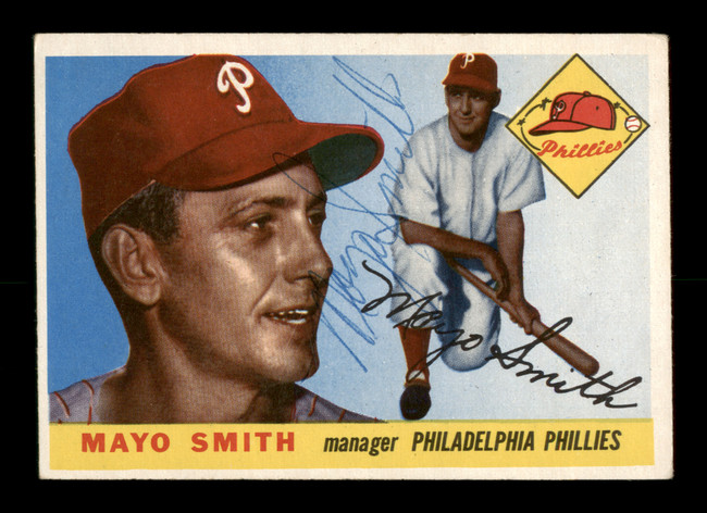 Mayo Smith Autographed 1955 Topps Card #130 Philadelphia Phillies SKU #198329