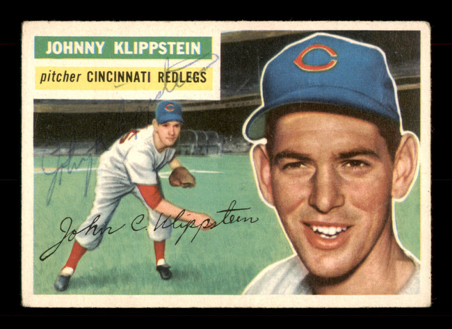 Johnny Klippstein Autographed 1956 Topps Card #249 Cincinnati Reds SKU #198388