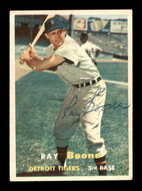 Ray Boone Autographed 1957 Topps Card #102 Detroit Tigers SKU #198453