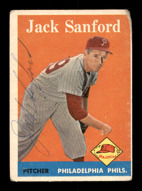 Jack Sanford Autographed 1958 Topps Card #264 Philadelphia Phillies SKU #198507