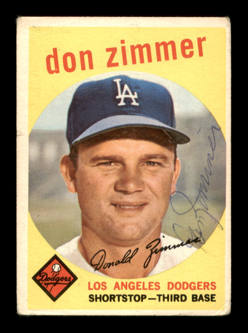 Don Zimmer Autographed 1959 Topps Card #287 Los Angeles Dodgers SKU #198670