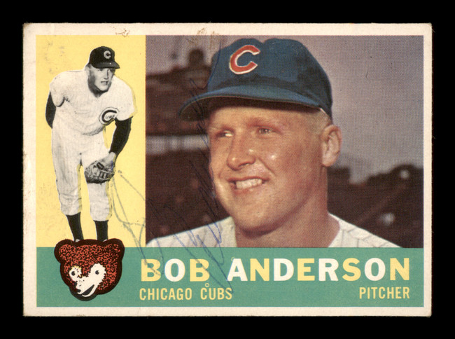 Bob Anderson Autographed 1960 Topps Card #412 Chicago Cubs SKU #198741