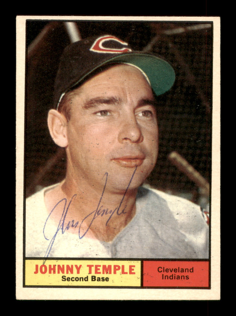 Johnny Temple Autographed 1961 Topps Card #155 Cleveland Indians SKU #198819 Johnny Temple Autographed 1961 Topps Card #155 Cleveland Indians SKU #198819