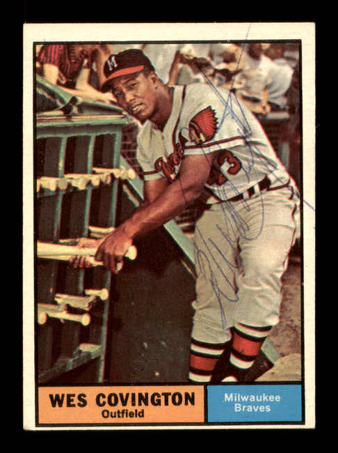 Wes Covington Autographed 1961 Topps Card #296 Milwaukee Braves SKU #198827