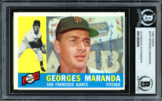 Georges Maranda Autographed 1960 Topps Rookie Card #479 San Francisco Giants Beckett BAS #13608556