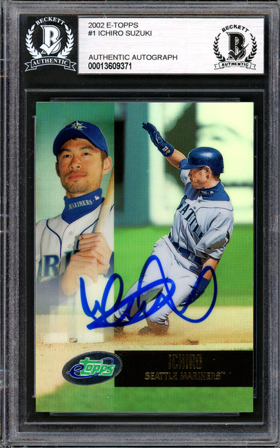 Ichiro Suzuki Autographed 2002 eTopps Card #1 Seattle Mariners Beckett BAS #13609371