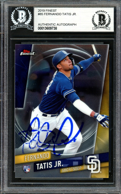 Fernando Tatis Jr. Autographed 2019 Topps Finest Rookie Card #85 San Diego Padres (Bubbling) Beckett BAS #13609738