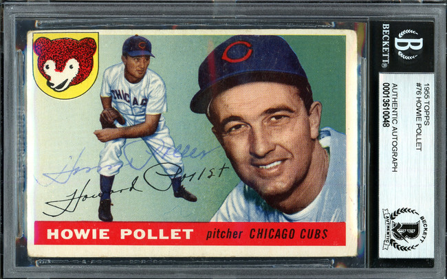 Howie Pollet Autographed 1955 Topps Card #76 Chicago Cubs Beckett BAS #13610048