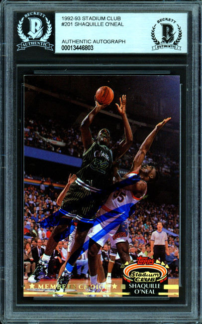 Shaquille Shaq O'Neal Autographed 1992-93 Stadium Club Members Choice Rookie Card #201 Orlando Magic Beckett BAS #13446803