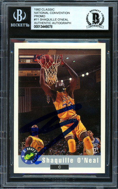 Shaquille Shaq O'Neal Autographed 1992-93 Classic National Convention Promo Rookie Card #11 LSU Beckett BAS #13446678