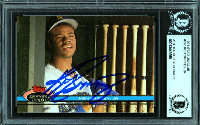 Ken Griffey Jr. Autographed 1991 Stadium Club Card #270 Seattle Mariners Beckett BAS #13446658