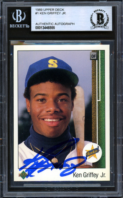 Ken Griffey Jr. Autographed 1989 Upper Deck Rookie Card #1 Seattle Mariners Beckett BAS #13446555