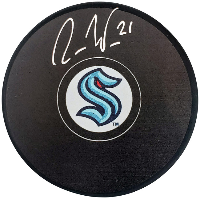 Alex Wennberg Autographed Official Seattle Kraken Logo Hockey Puck Fanatics Holo Stock #200858
