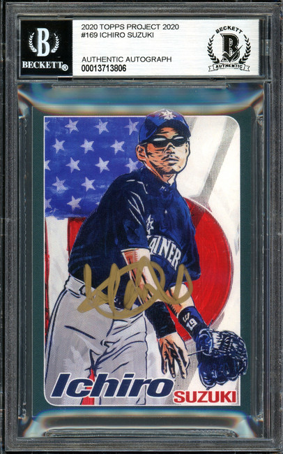 Ichiro Suzuki Autographed Topps Project 2020 Blake Jamieson Card #169 Seattle Mariners Gold #/10 Beckett BAS Stock #201106